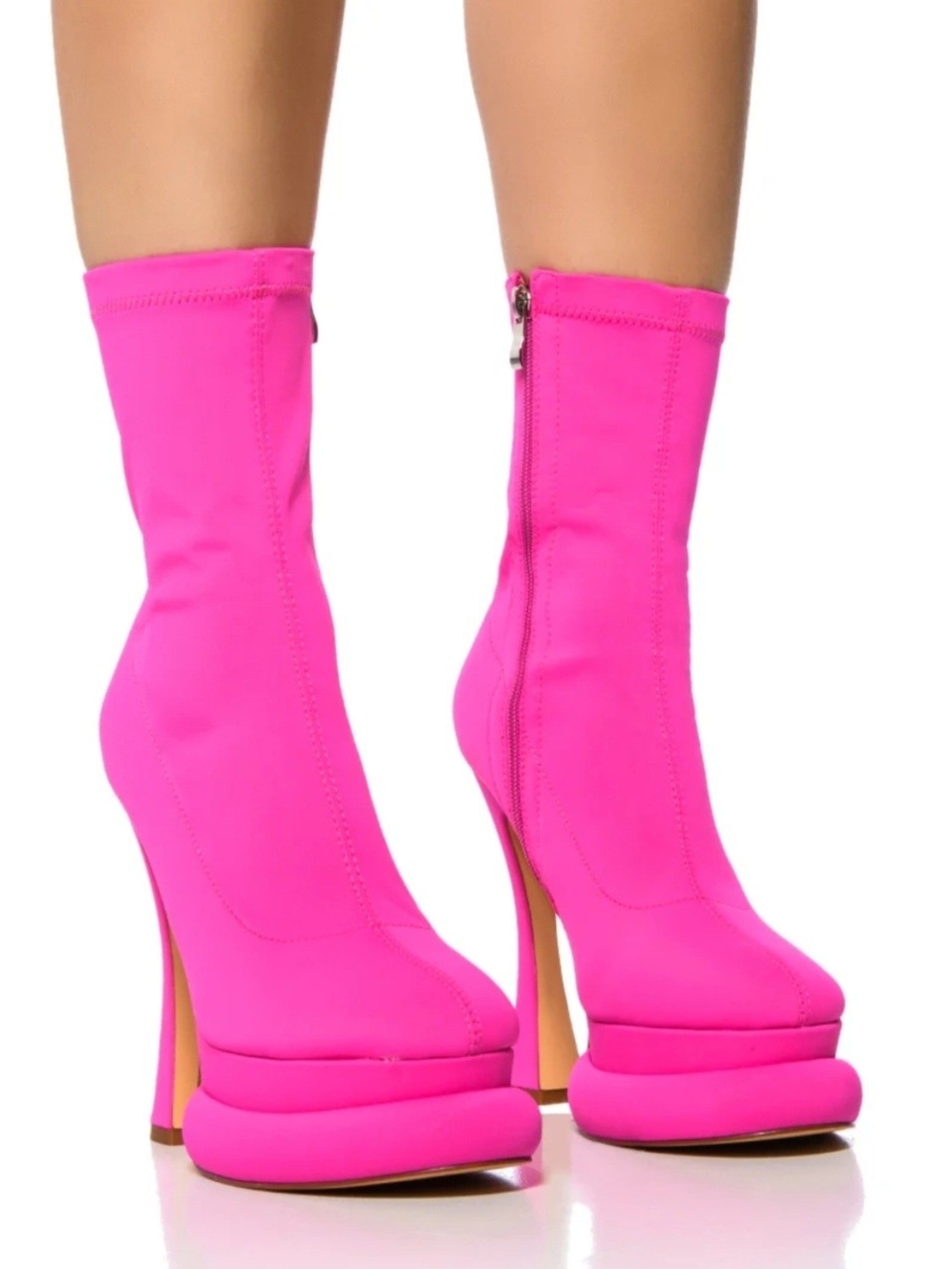 Azalea Wang Delaine Hot Pink Platform Boots with Side Zip Closure Size 8 LNC